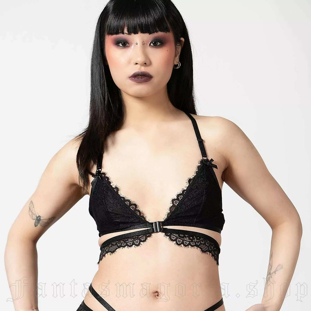 Killstar phantom lace bra black strappy goth pinup alternative